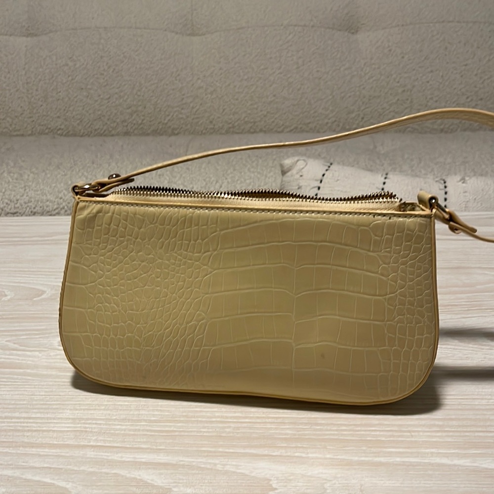 Urban Outfitters Light Yellow Croc Detail Baguette Shoulder Bag - OS